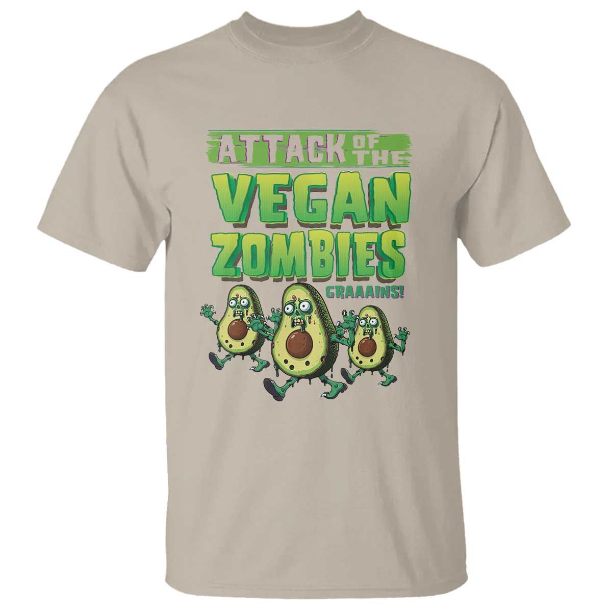 Halloween Vegetarian T Shirt Attack of the Vegan Zombies - Wonder Print Shop
