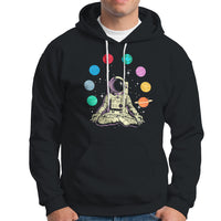 Meditating In Outer Space Hoodie Astronaut Yoga Meditation Position With Solar System Planets - Wonder Print Shop