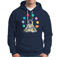 Meditating In Outer Space Hoodie Astronaut Yoga Meditation Position With Solar System Planets - Wonder Print Shop