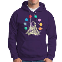 Meditating In Outer Space Hoodie Astronaut Yoga Meditation Position With Solar System Planets - Wonder Print Shop