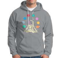 Meditating In Outer Space Hoodie Astronaut Yoga Meditation Position With Solar System Planets - Wonder Print Shop