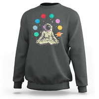 Meditating In Outer Space Sweatshirt Astronaut Yoga Meditation Position With Solar System Planets - Wonder Print Shop