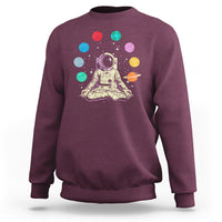 Meditating In Outer Space Sweatshirt Astronaut Yoga Meditation Position With Solar System Planets - Wonder Print Shop
