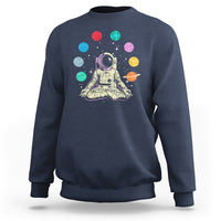 Meditating In Outer Space Sweatshirt Astronaut Yoga Meditation Position With Solar System Planets - Wonder Print Shop