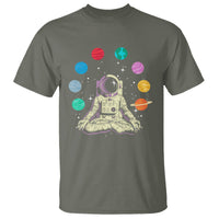 Meditating In Outer Space T Shirt Astronaut Yoga Meditation Position With Solar System Planets - Wonder Print Shop