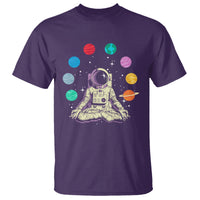 Meditating In Outer Space T Shirt Astronaut Yoga Meditation Position With Solar System Planets - Wonder Print Shop