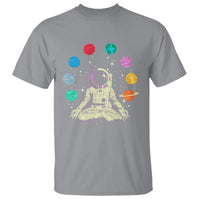 Meditating In Outer Space T Shirt Astronaut Yoga Meditation Position With Solar System Planets - Wonder Print Shop