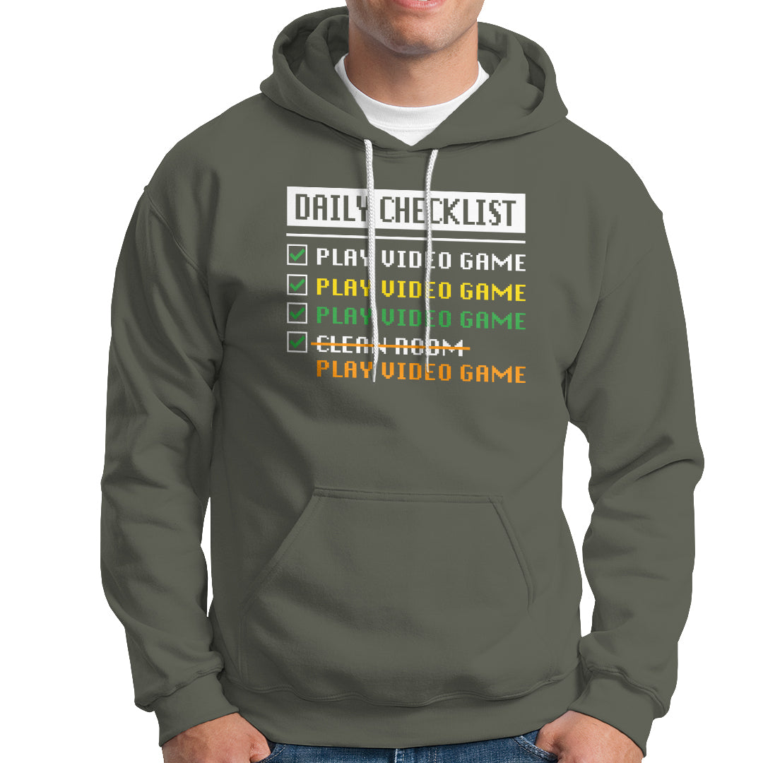 Gamer Hoodie Daily Checklist Play Video Game - Wonder Print Shop
