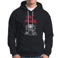 Heavy Metal Hoodie Cat Drummer Meowtal Rock Drum Band - Wonder Print Shop