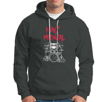 Heavy Metal Hoodie Cat Drummer Meowtal Rock Drum Band - Wonder Print Shop