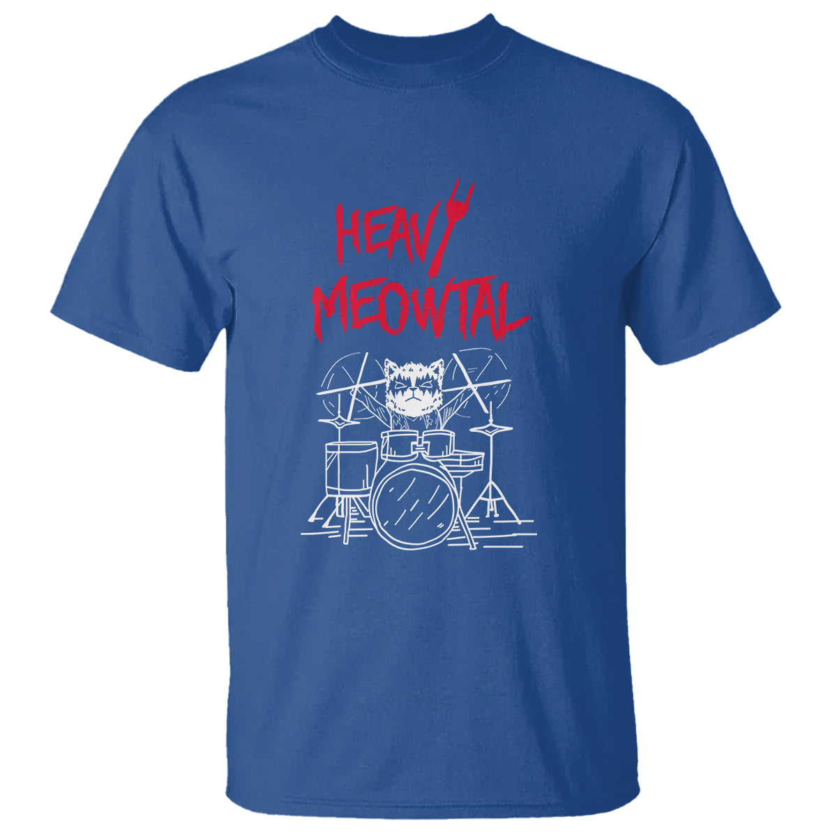 Heavy Metal T Shirt Cat Drummer Meowtal Rock Drum Band - Wonder Print Shop