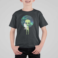 Cute Alien Hugs Cat T Shirt For Kid