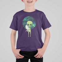 Cute Alien Hugs Cat T Shirt For Kid