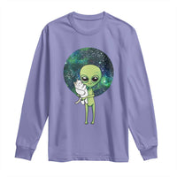 Cute Alien Hugs Cat Long Sleeve Shirt