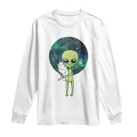 Cute Alien Hugs Cat Long Sleeve Shirt