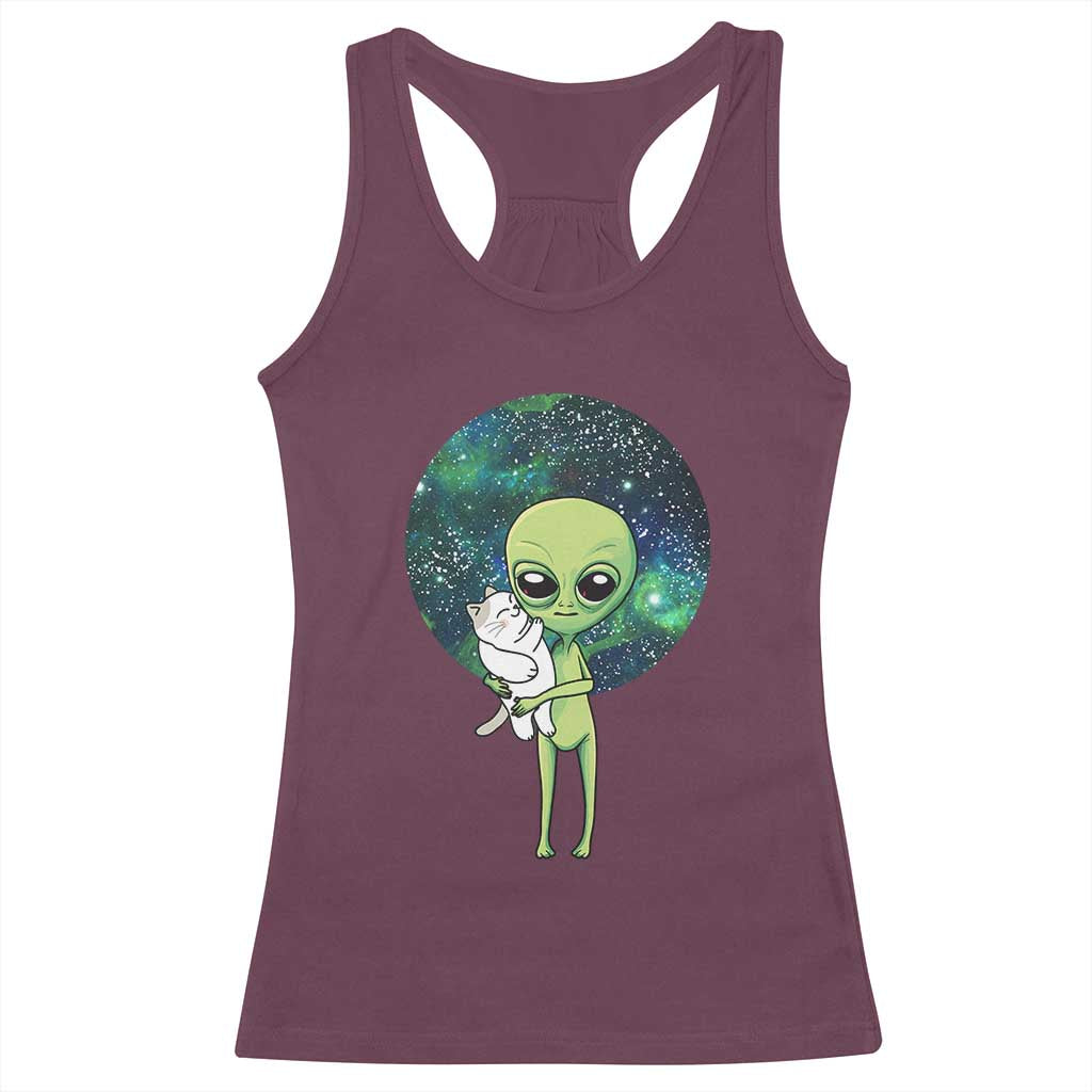 Cute Alien Hugs Cat Racerback Tank Top