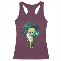 Cute Alien Hugs Cat Racerback Tank Top