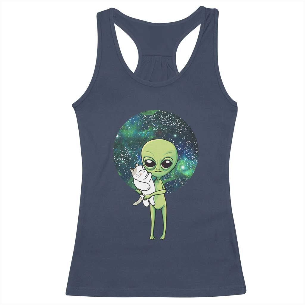 Cute Alien Hugs Cat Racerback Tank Top