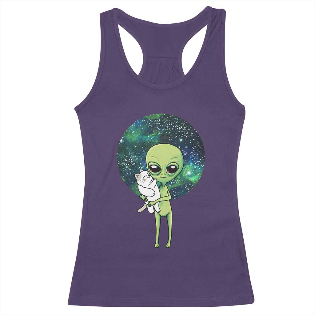 Cute Alien Hugs Cat Racerback Tank Top