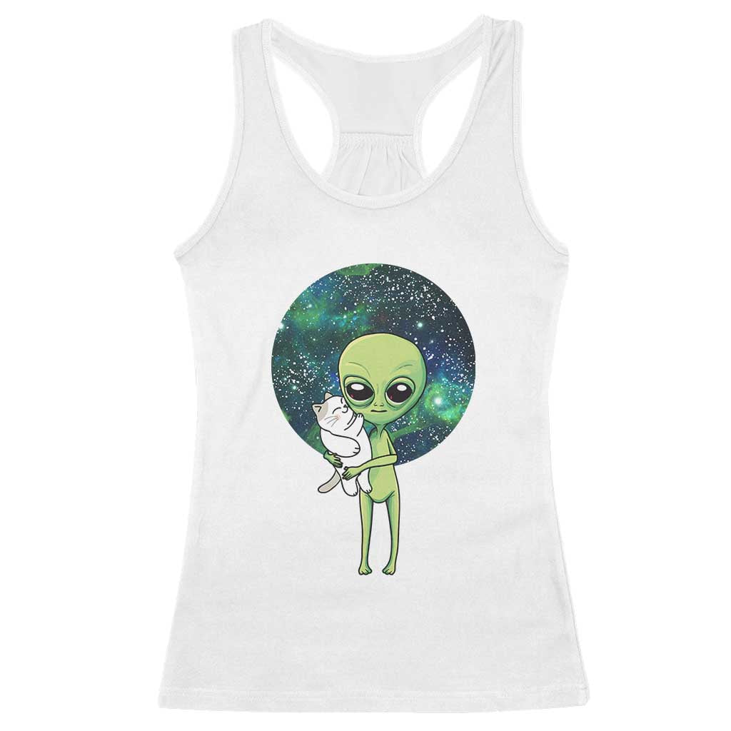 Cute Alien Hugs Cat Racerback Tank Top