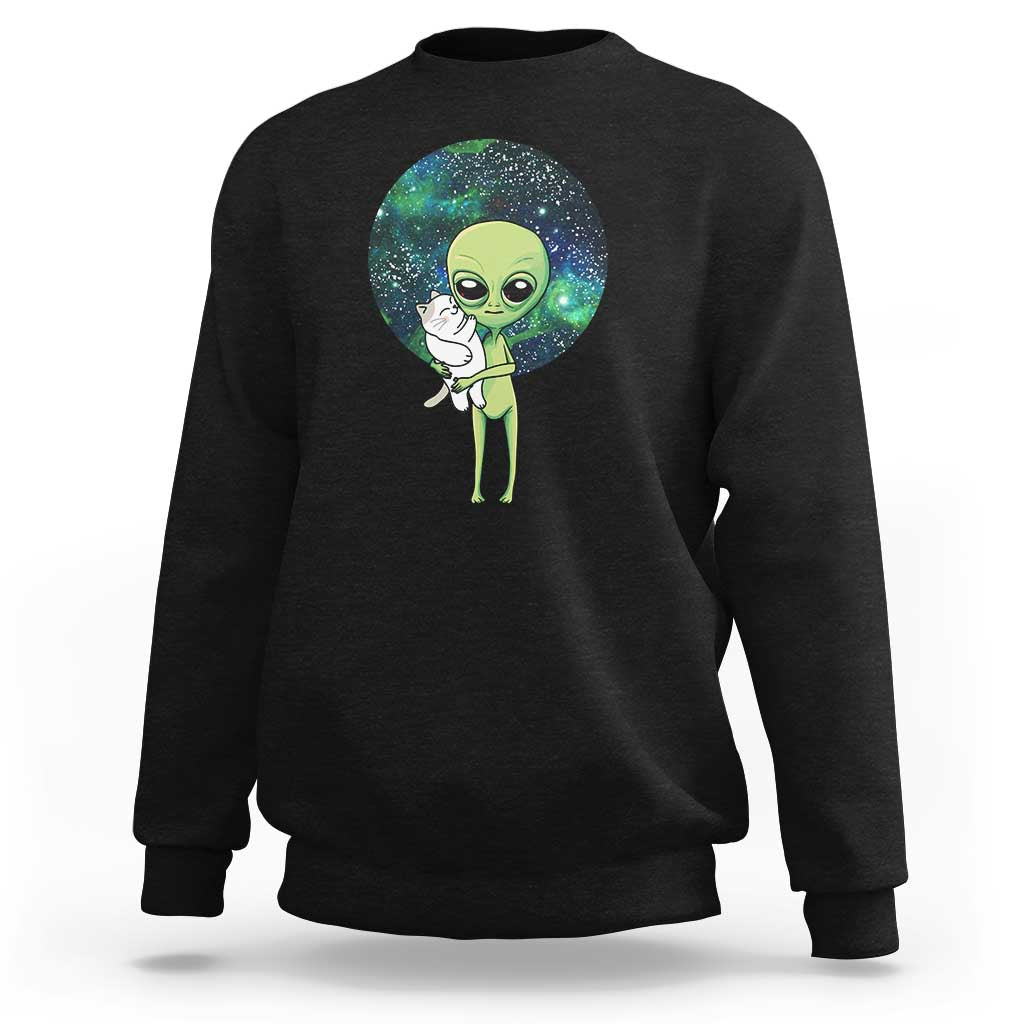 Cute Alien Hugs Cat Sweatshirt