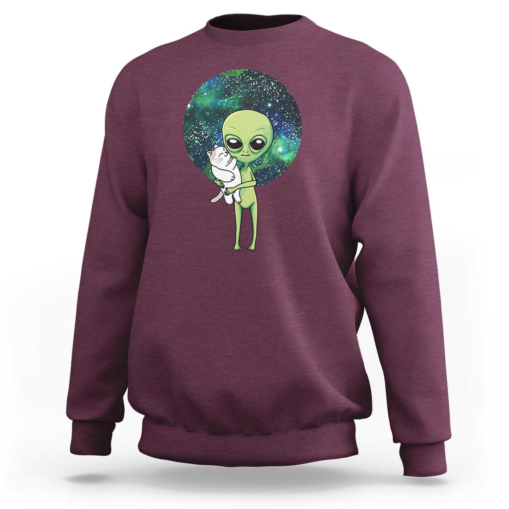 Cute Alien Hugs Cat Sweatshirt