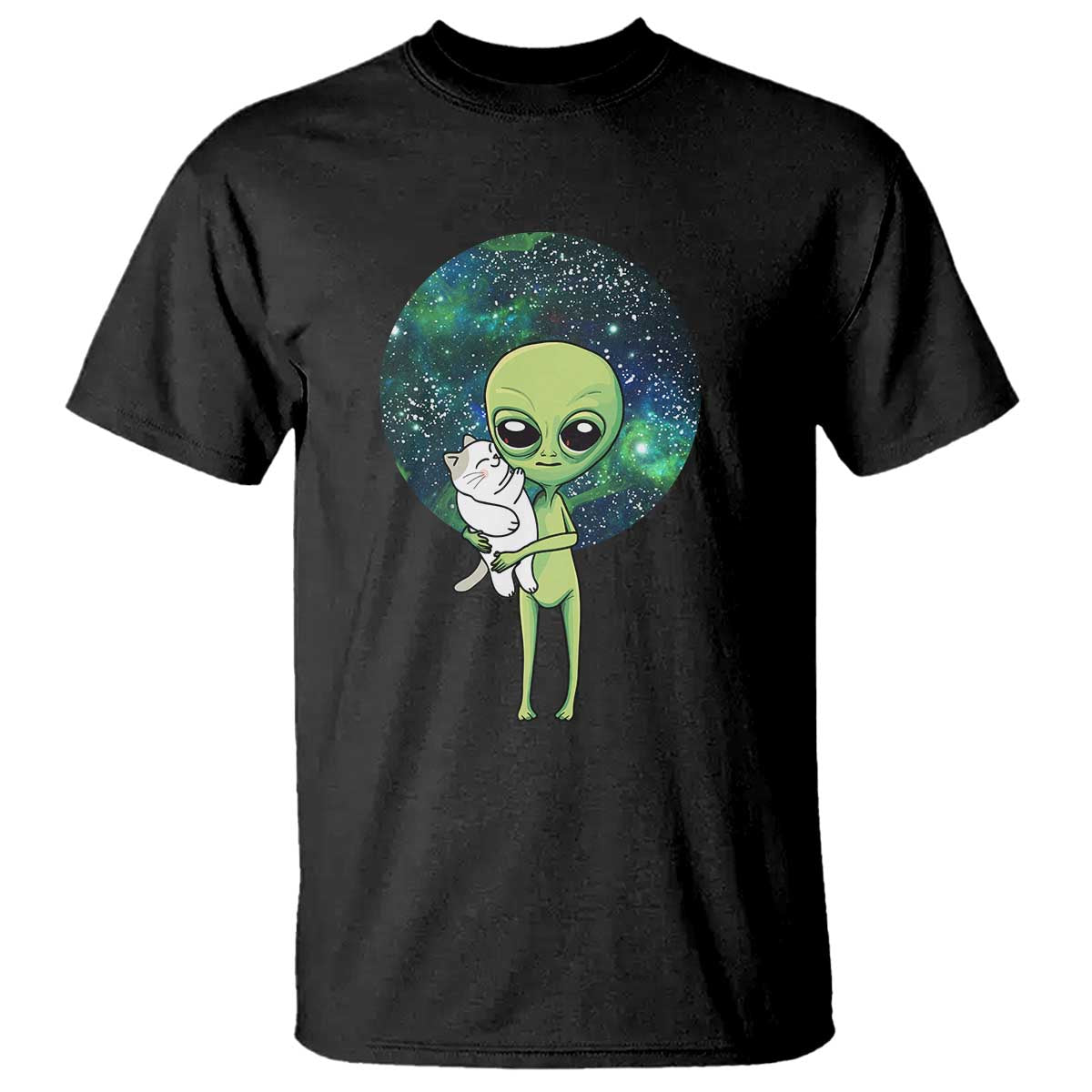 Cute Alien Hugs Cat T Shirt