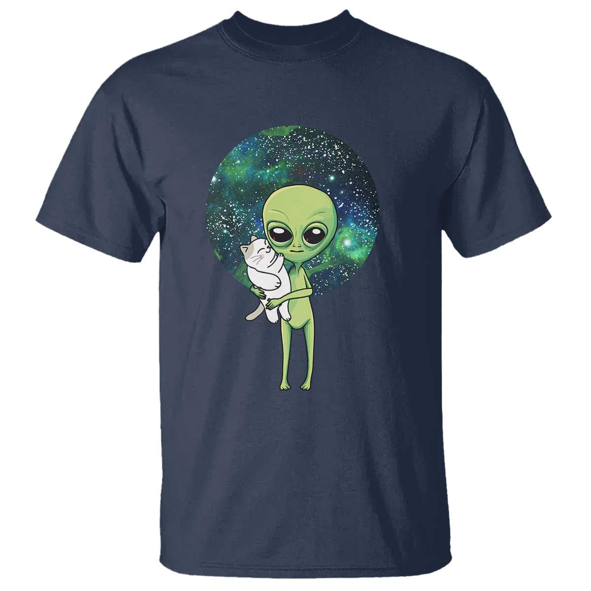Cute Alien Hugs Cat T Shirt