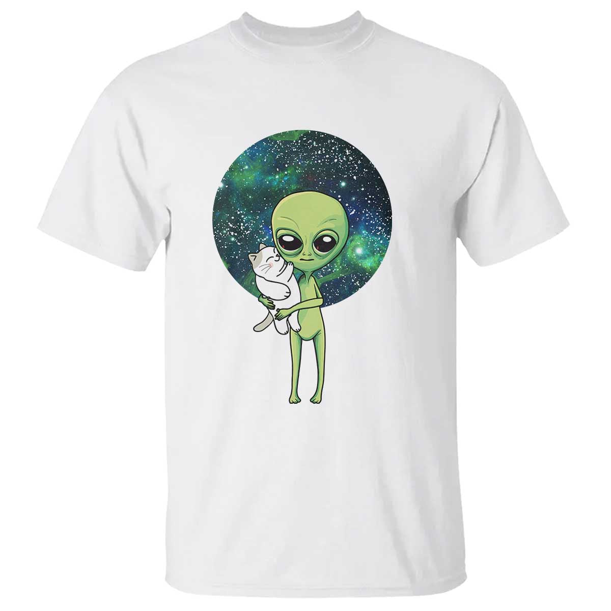 Cute Alien Hugs Cat T Shirt