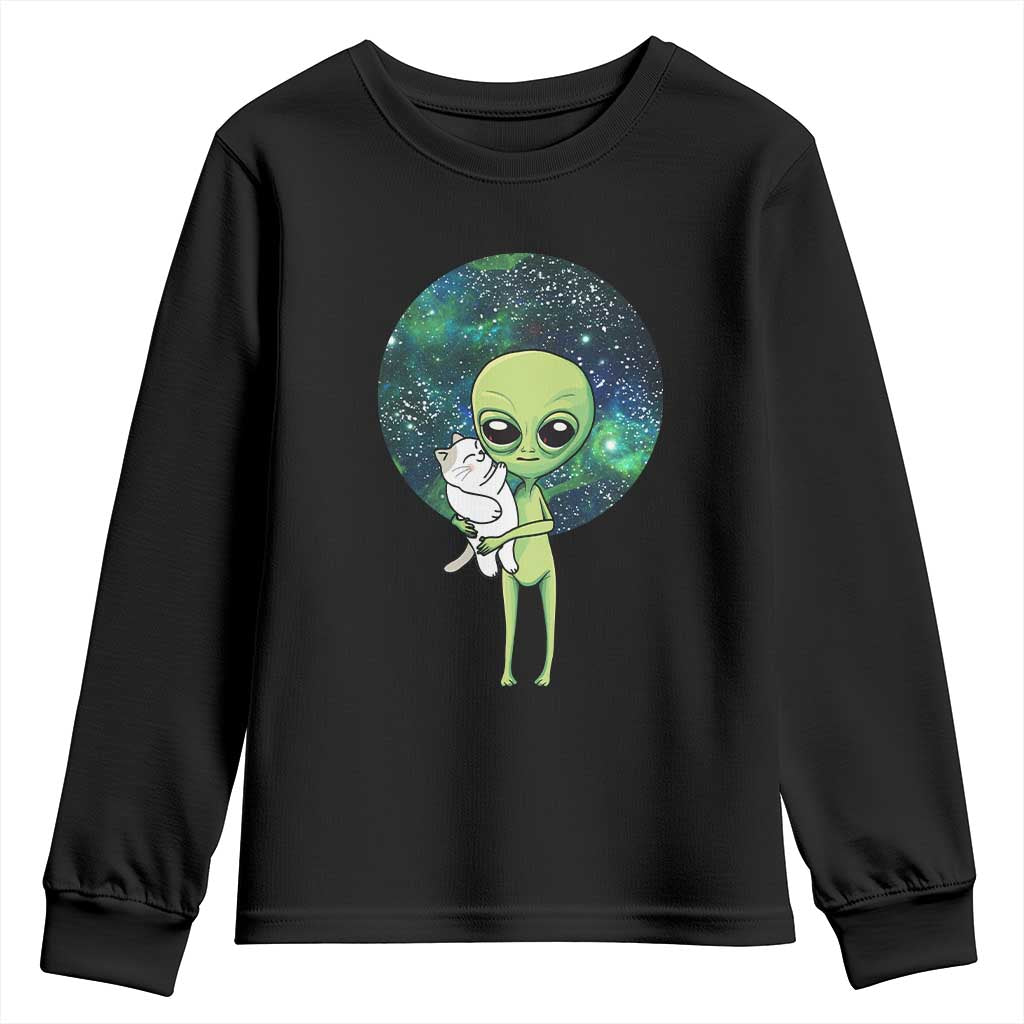 Cute Alien Hugs Cat Youth Sweatshirt