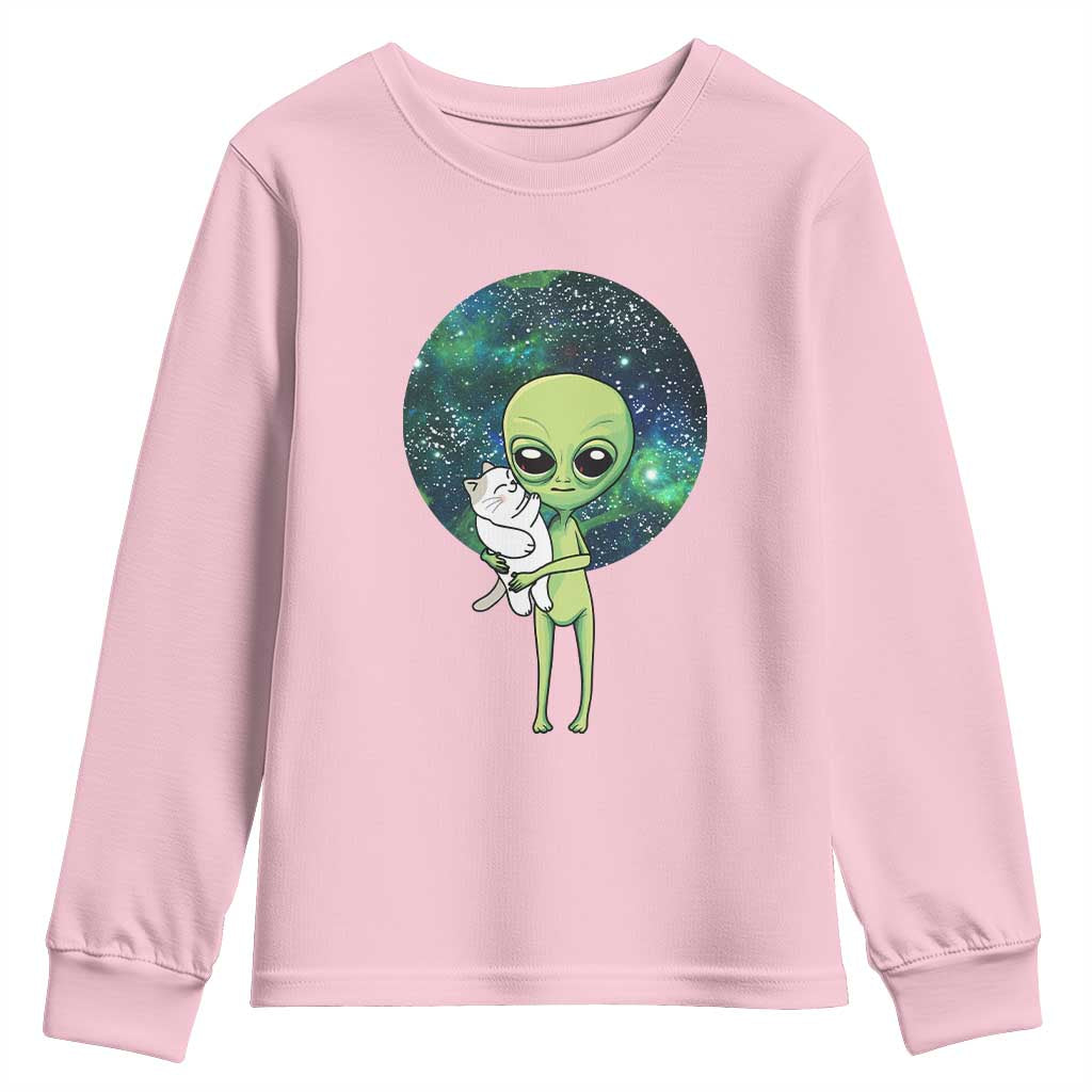Cute Alien Hugs Cat Youth Sweatshirt