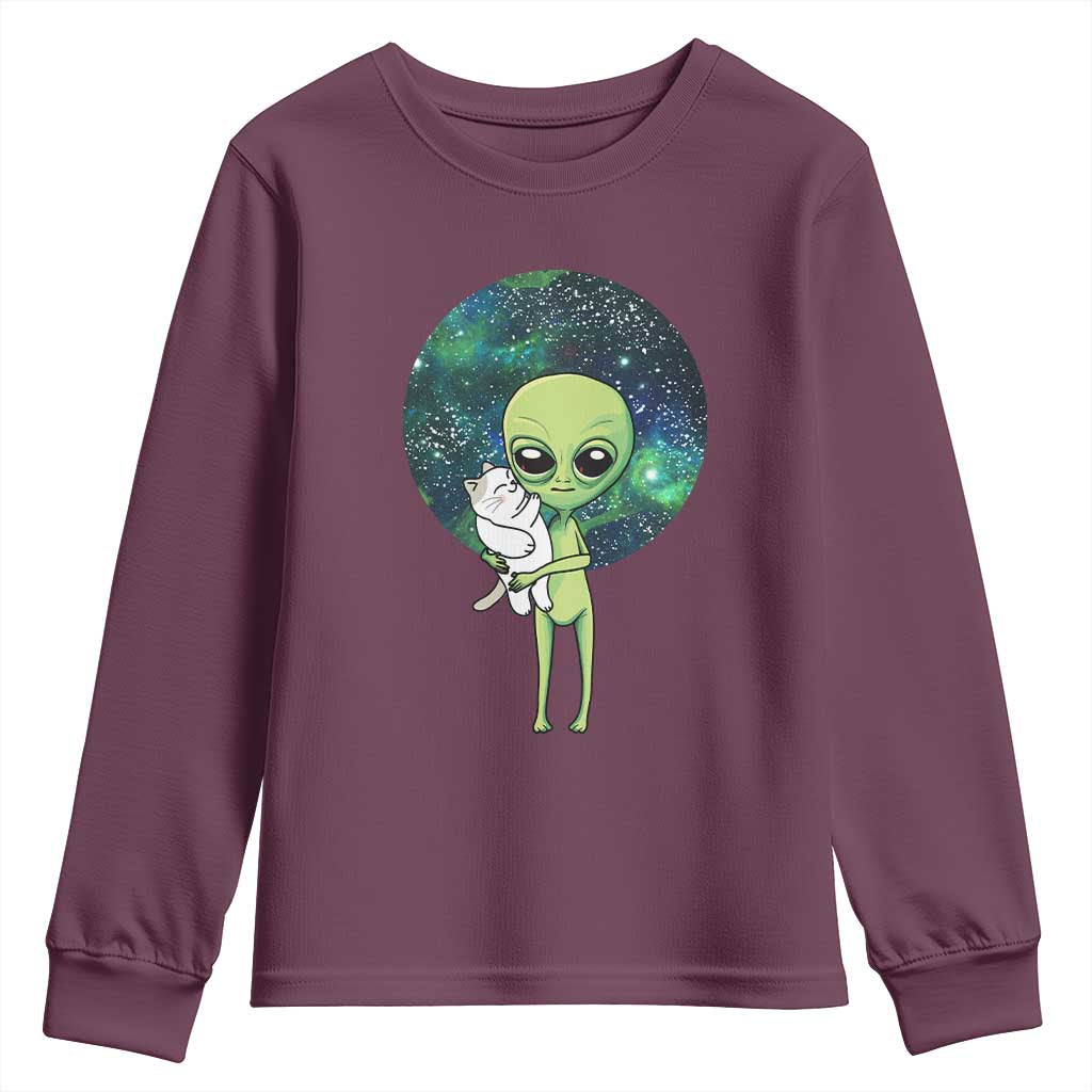 Cute Alien Hugs Cat Youth Sweatshirt
