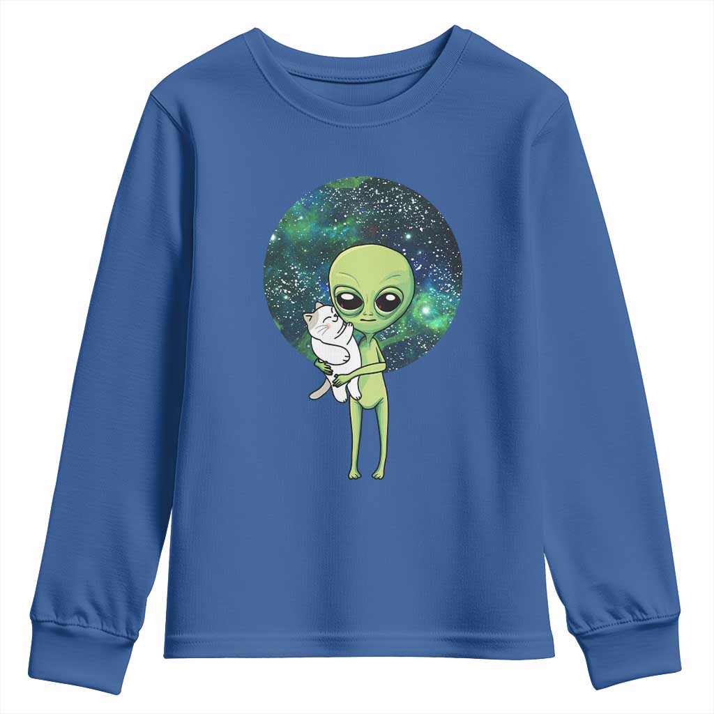 Cute Alien Hugs Cat Youth Sweatshirt