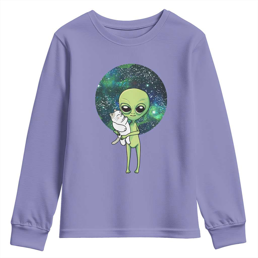 Cute Alien Hugs Cat Youth Sweatshirt