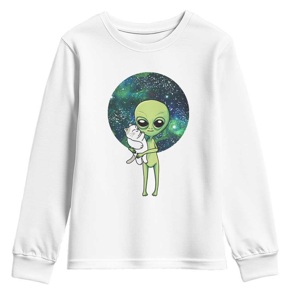 Cute Alien Hugs Cat Youth Sweatshirt