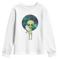 Cute Alien Hugs Cat Youth Sweatshirt