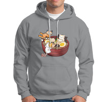 Cat With Ramen Hoodie Cute Cats Eat Ramen Japanese Noodle - Wonder Print Shop