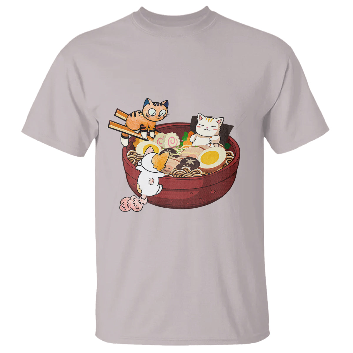 Cat With Ramen T Shirt Cute Cats Eat Ramen Japanese Noodle - Wonder Print Shop
