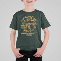 Nakatomi Plaza Christmas Party T Shirt For Kid American Patriotic Gold Holly Wreath Machine Gun - Wonder Print Shop