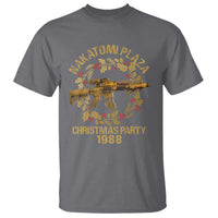 Nakatomi Plaza Christmas Party T Shirt American Patriotic Gold Holly Wreath Machine Gun - Wonder Print Shop