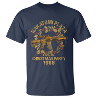 Nakatomi Plaza Christmas Party T Shirt American Patriotic Gold Holly Wreath Machine Gun - Wonder Print Shop