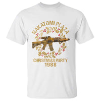 Nakatomi Plaza Christmas Party T Shirt American Patriotic Gold Holly Wreath Machine Gun - Wonder Print Shop