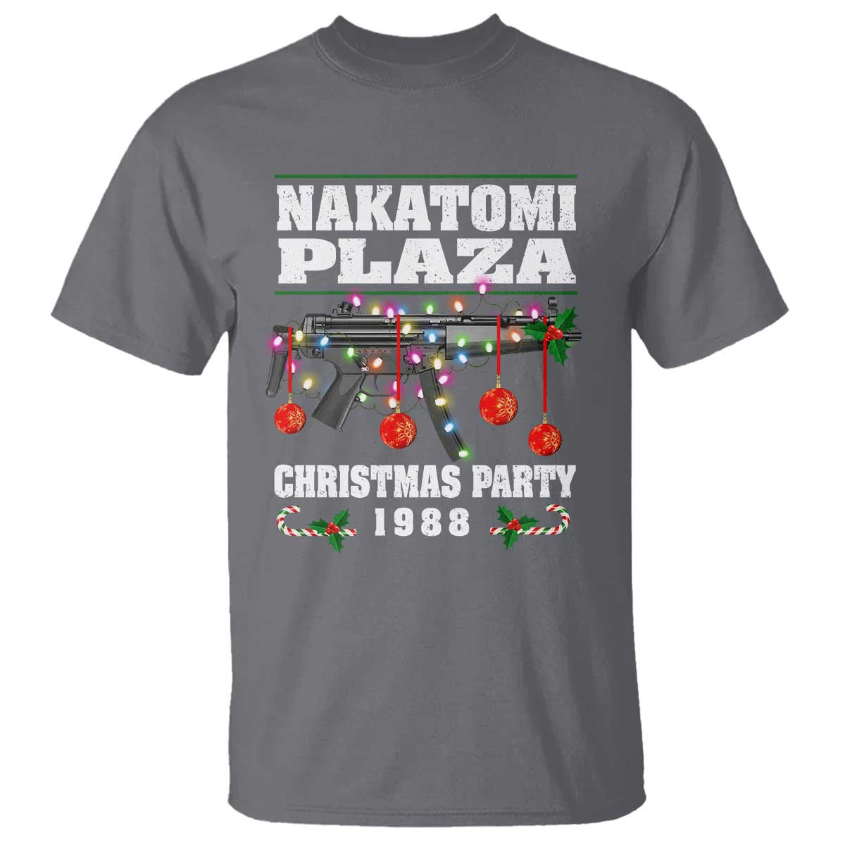 Christmas Nakatomi Plaza 1988 T Shirt Christmas Lights Machine Gun - Wonder Print Shop