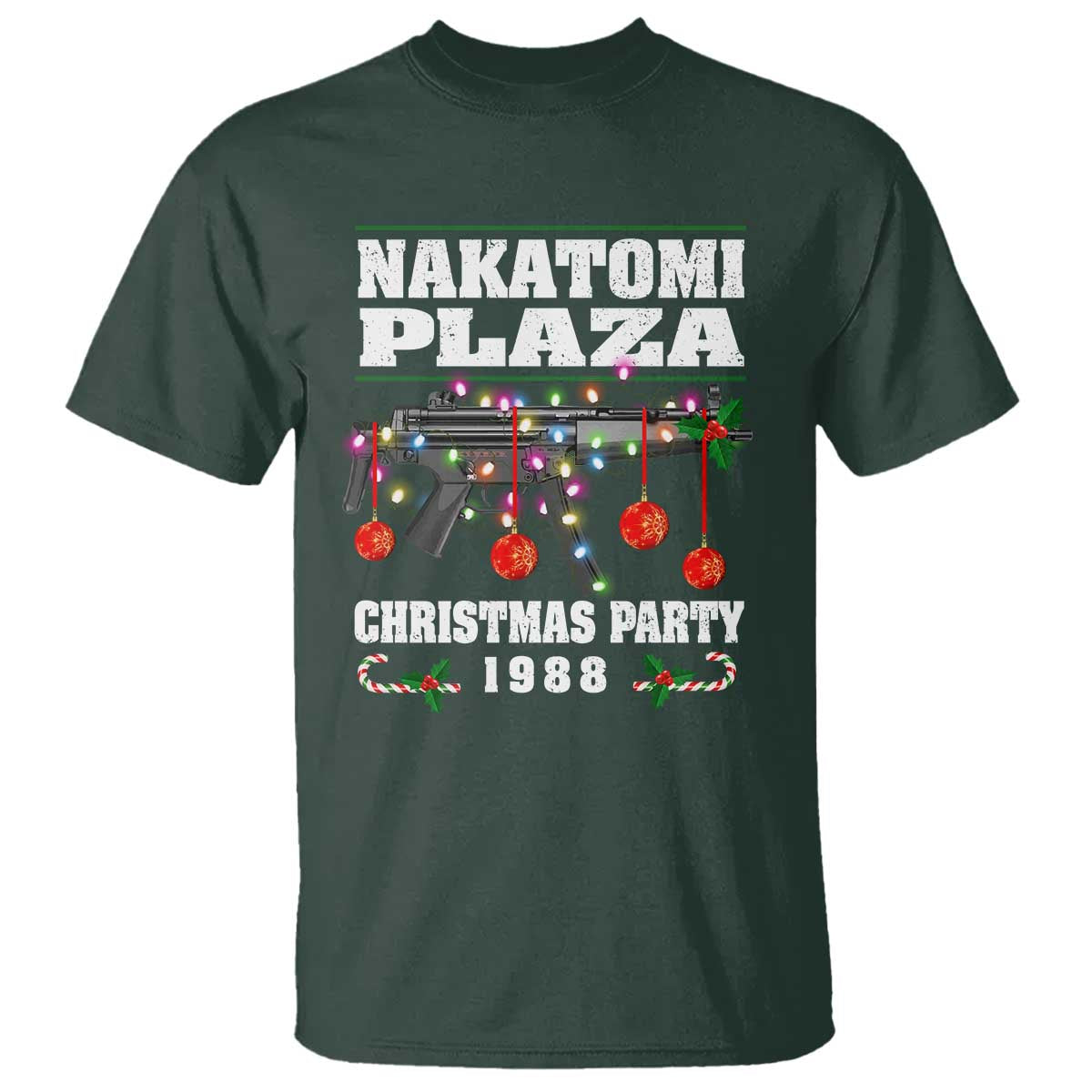 Christmas Nakatomi Plaza 1988 T Shirt Christmas Lights Machine Gun - Wonder Print Shop