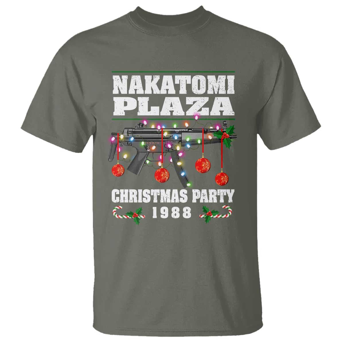 Christmas Nakatomi Plaza 1988 T Shirt Christmas Lights Machine Gun - Wonder Print Shop