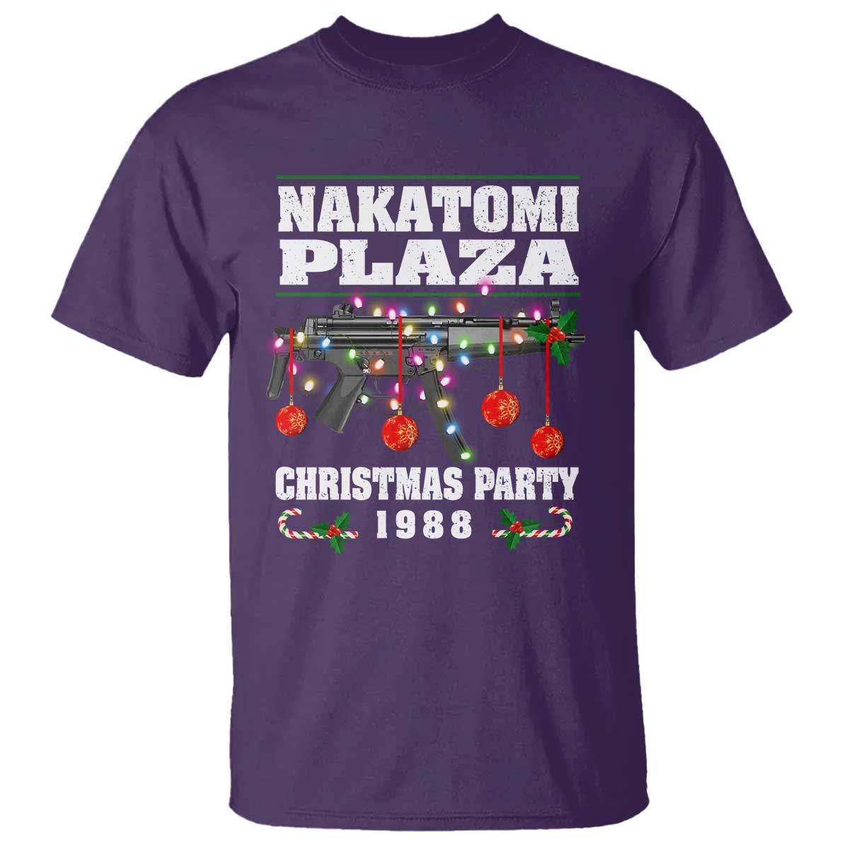 Christmas Nakatomi Plaza 1988 T Shirt Christmas Lights Machine Gun - Wonder Print Shop