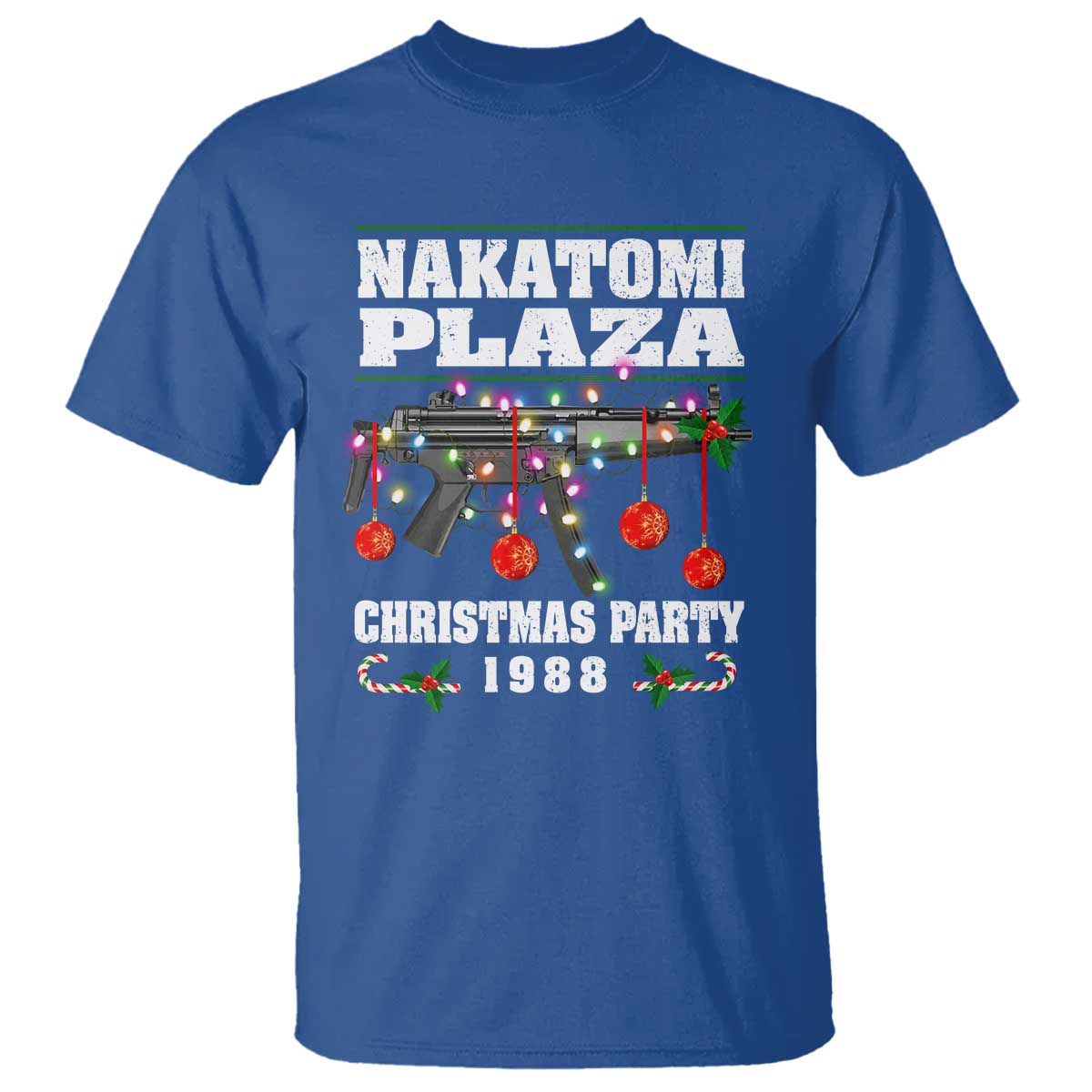 Christmas Nakatomi Plaza 1988 T Shirt Christmas Lights Machine Gun - Wonder Print Shop