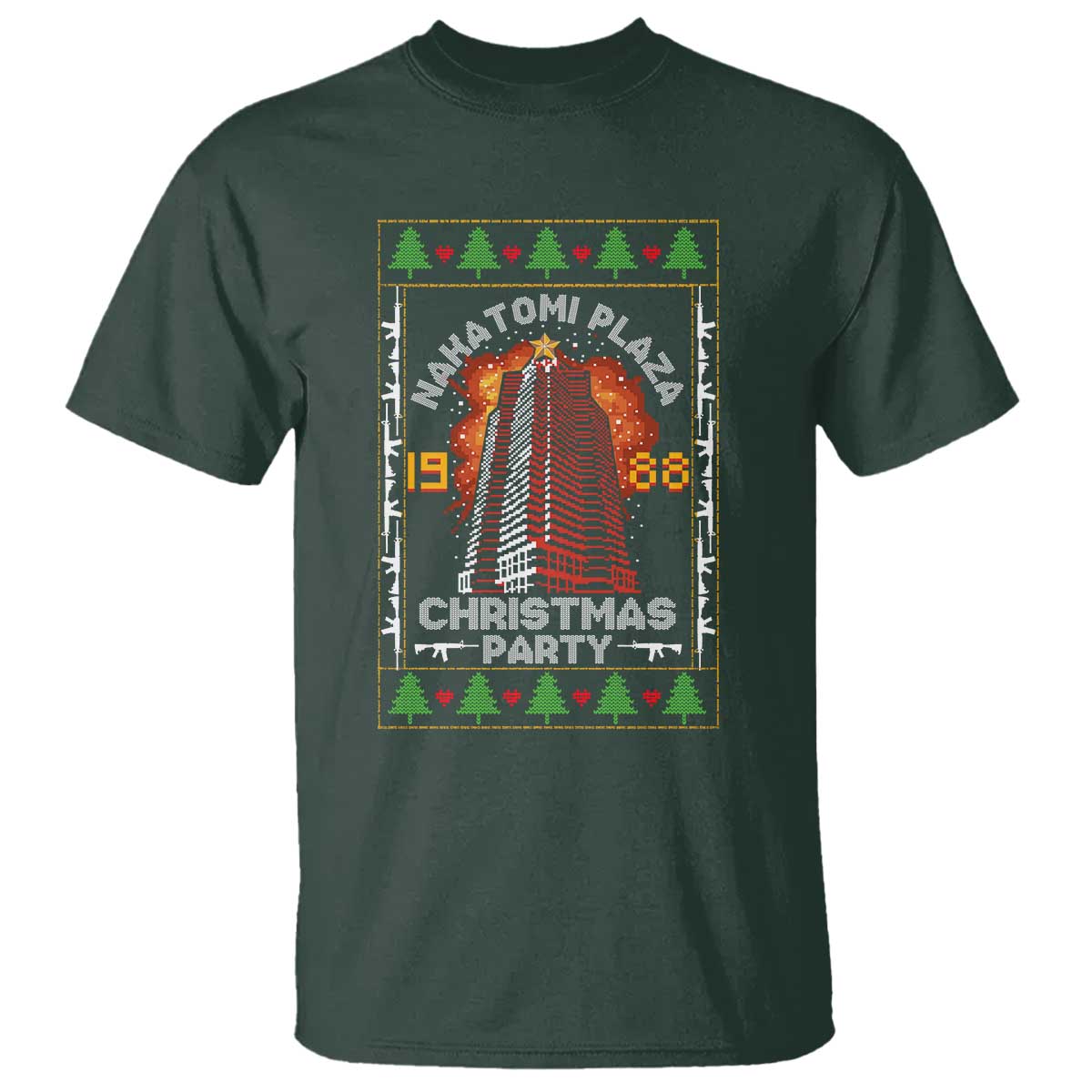 Nakatomi Plaza Christmas Party 1988 Machine Gun T Shirt - Wonder Print Shop