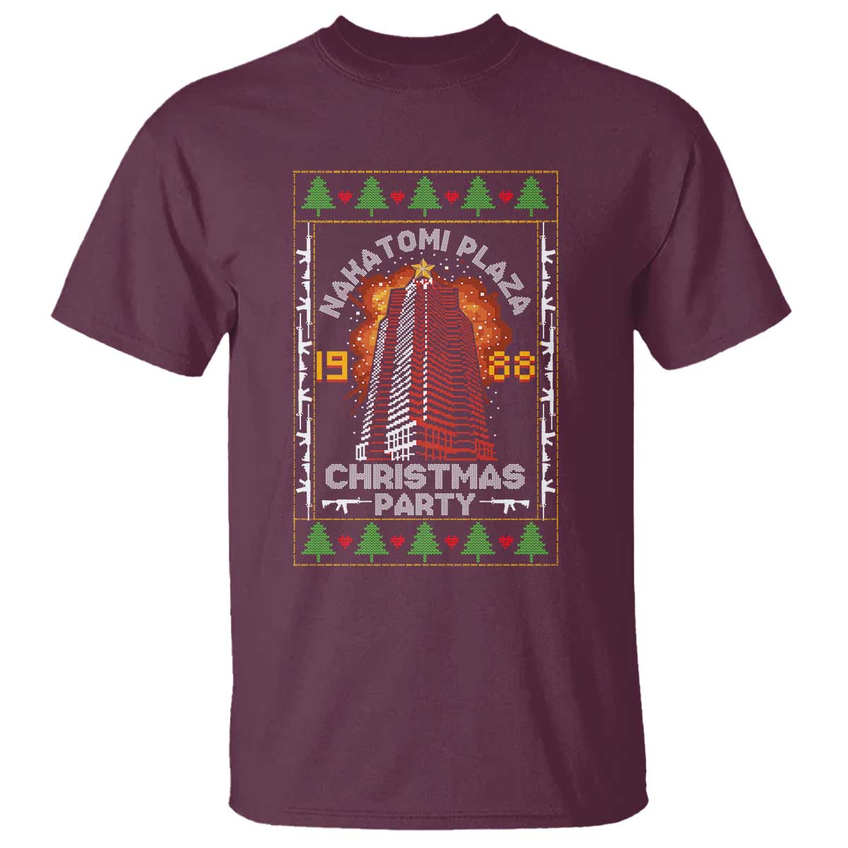 Nakatomi Plaza Christmas Party 1988 Machine Gun T Shirt - Wonder Print Shop