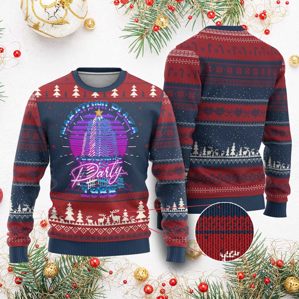 Nakatomi Plaza Christmas Party 1988 Vaporwave Ugly Christmas Sweater - Wonder Print Shop